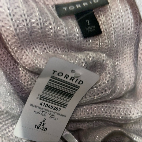 Torrid Pink Off-the-Shoulder Sweater Ribbed Knit - Picture 6 of 7